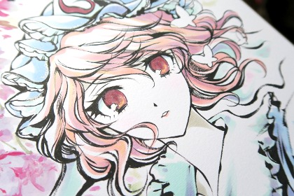 東方墨筆絵色紙西行寺幽々子