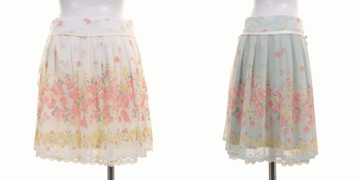 lodispotto 通販 流行 パネル花柄タックスカート