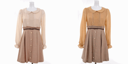 LODISPOTTO 通販のシフォンｘ千鳥柄ドッキングワンピ