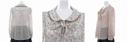LODISPOTTO 通販の花柄シフォン2枚衿ボウタイブラウス