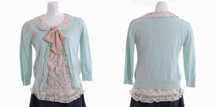 LODISPOTTO (ロディスポット) 通販 レース付ニットカーデＸインナー花柄ブラウスアンサンブル