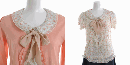 レース付ニットカーデＸインナー花柄ブラウスアンサンブル