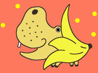 動物キャラクターのイラスト.4＜バナナ・カバ＞
