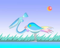 SFテーマのイラスト.10＜魚水鳥＞