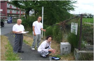 区外水質調査　中川起点～飾まで 埼玉県羽生市中川起点で調査　７月21・22日