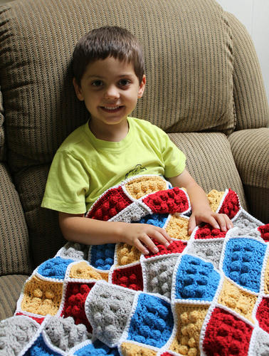 手編みのLEGO毛布