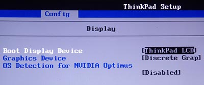 ThinkPad T520 BIOS Display設定