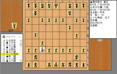 １０手目７７角成