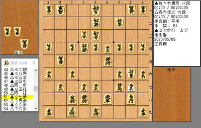 ５１手目☗２七歩打