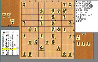 ８４手目４５角打ち
