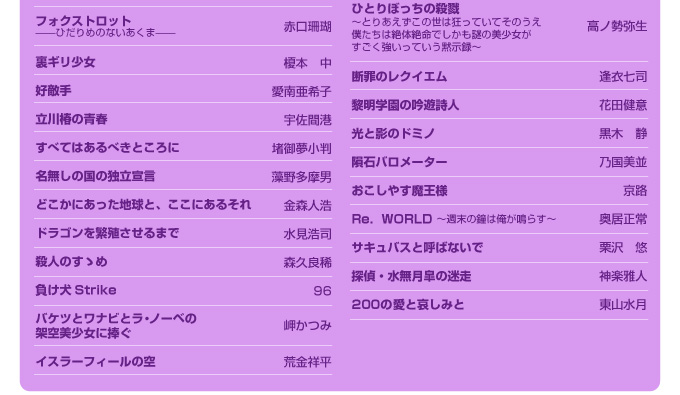 第17回スニーカー大賞 秋の締切 第一次選考通過作品