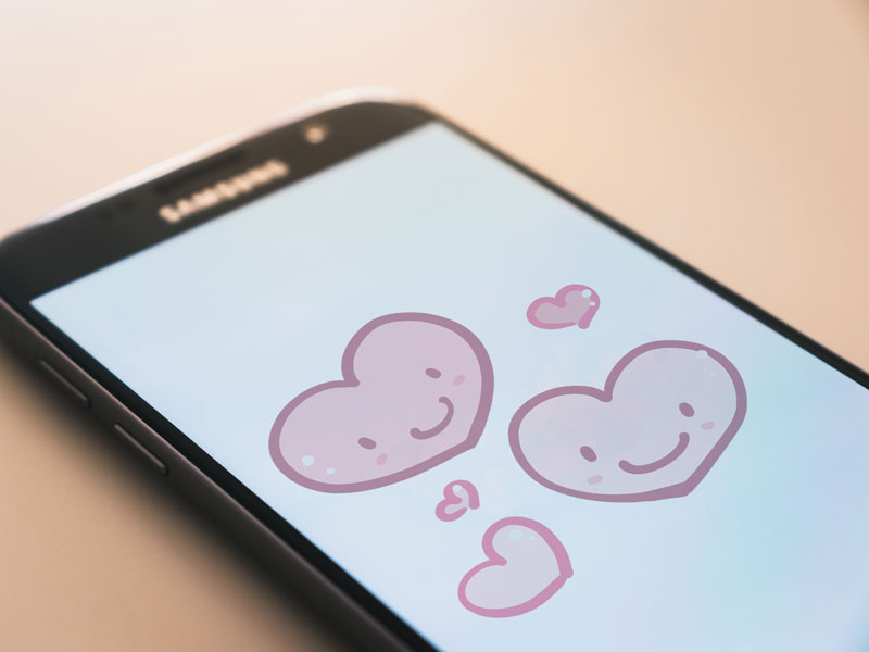 スマートフォンにハート