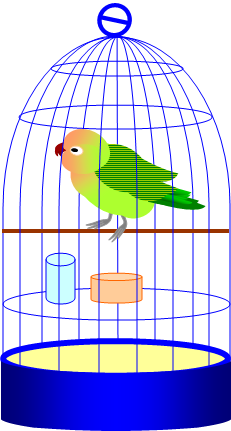 鳥籠のボタンインコ