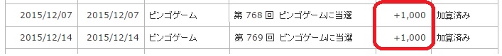 ビンゴ成立