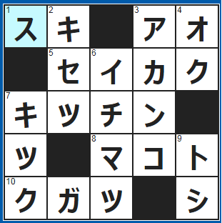 ポイントサイト　クロスワード答え　2021/7/29　○○嫌いせずに何でも食べる