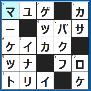 クロスワードの答え　2021/11/13　アイブローで描く