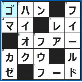 クロスワードの答え　2021/11/28　食べ盛りの子は茶碗に大盛り