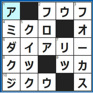 クロスワードの答え　2022/1/7　○○○喧嘩は犬も食わぬ