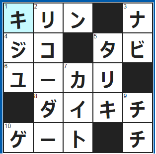 クロスワードの答え　2022/1/9　首も脚も長い動物
