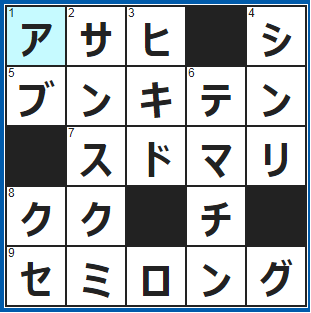 クロスワードの答え　2022/2/2　西から昇ることはありえない
