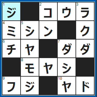 クロスワードの答え　2022/2/28　亀が日向で干す