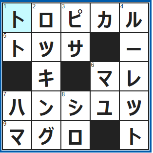 クロスワードの答え　2022/3/6　パパイアは○○○○○フルーツ