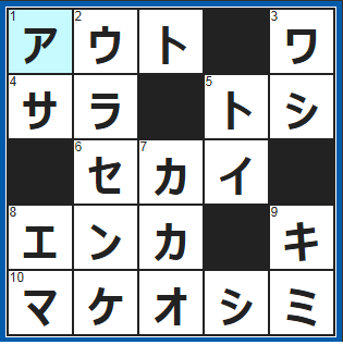 クロスワードの答え　2022/3/20　セーフの反対