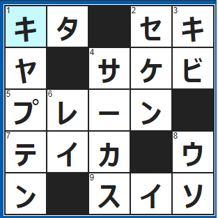 クロスワードの答え　2022/3/24　前が南なら後ろは？
