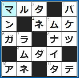 クロスワードの答え　2022/5/16　ログハウスの材料