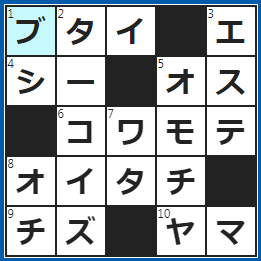 クロスワードの答え　2022/5/28　役者がスポットライトを浴びる場所
