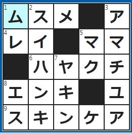 クロスワードの答え　2022/6/2　⇔息子