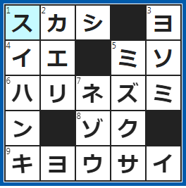 クロスワードの答え　2022/7/2　これが入っていないのは偽札