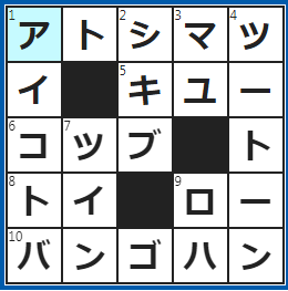 クロスワードの答え　2022/7/6　物事が済んだ後の片付けや整理