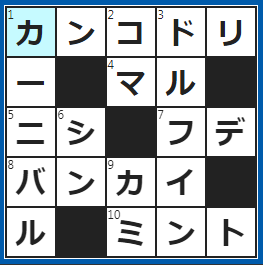 クロスワードの答え　2022/8/8　漢字で「閑古鳥」