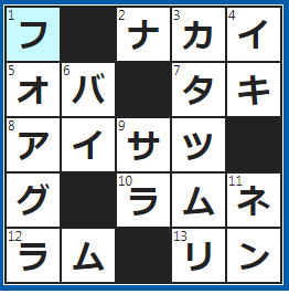 クロスワードの答え　2022/8/14　旅館のお世話係さん