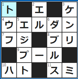 クロスワードの答え　2022/8/23　ステーキの焼き加減の１つ