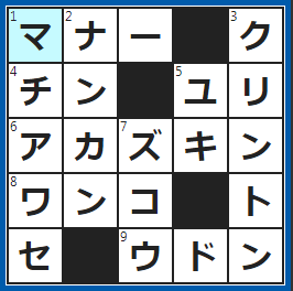 クロスワードの答え　2022/10/3　作法。 テーブル○○○