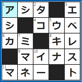 クロスワードの答え　2022/11/27　昨日の２日後
