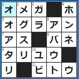 クロスワードの答え　2022/11/29　ギリシャ語アルファベットの最後の文字