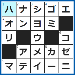 クロスワードの答え　2022/11/30　「ぺちゃくちゃ」や「がやがや」で表す