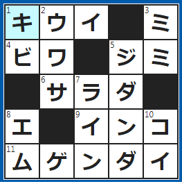 クロスワードの答え　2022/12/26　果物と同じ名前の鳥
