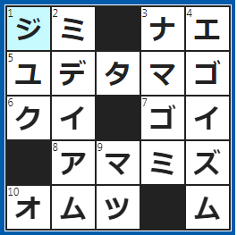 クロスワードの答え　2023/1/14　服装などに派手さがない