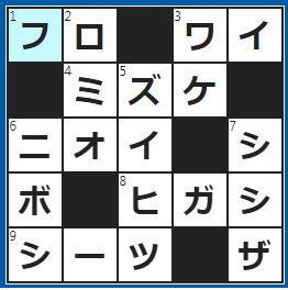 クロスワードの答え　2023/1/18　○○場＝浴室