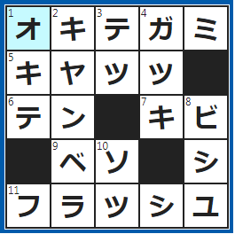 クロスワードの答え　2023/3/1　用件を書いた紙がテーブルの上に