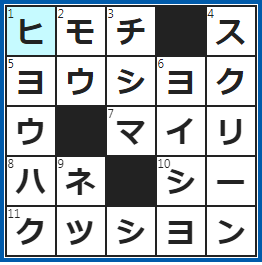 クロスワードの答え　2023/3/14　乾パンやカップ麺など、○○○する食品をストック