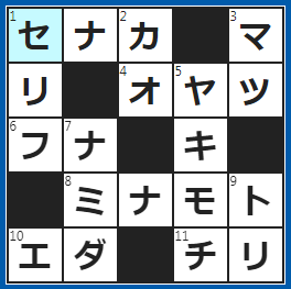 クロスワードの答え　2023/3/23　孫の手を使ってかく