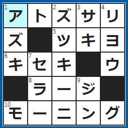 クロスワードの答え　2023/5/1　じりじりと後方へ…