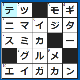 クロスワードの答え　2023/7/11　元素記号「Fe」