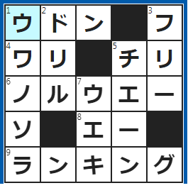 クロスワードの答え　2023/3/27　伊勢、稲庭、讃岐といえばこの麺
