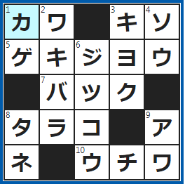 クロスワードの答え　2023/4/2　桃太郎のおばあさんはここで洗濯